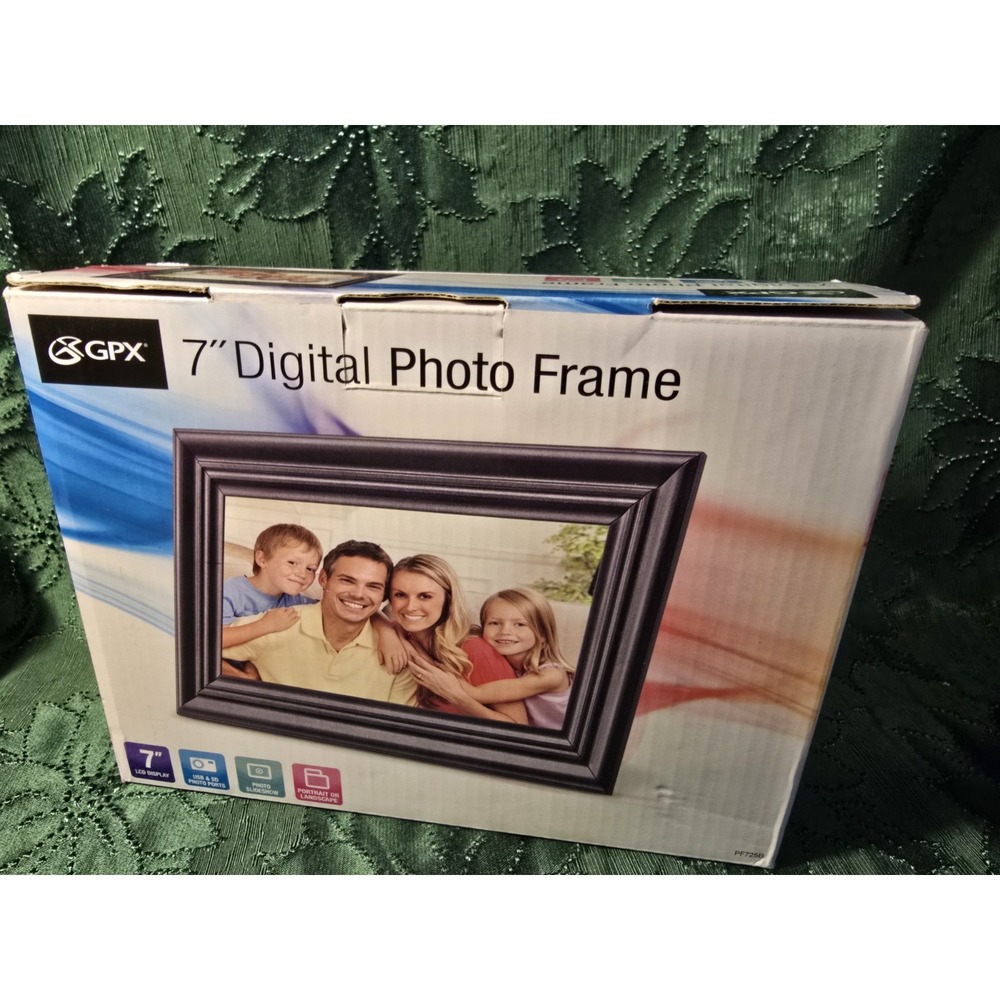 New GPX 7" Digital Photo Frame PF725B SD USB Photo Ports Photography /0400
